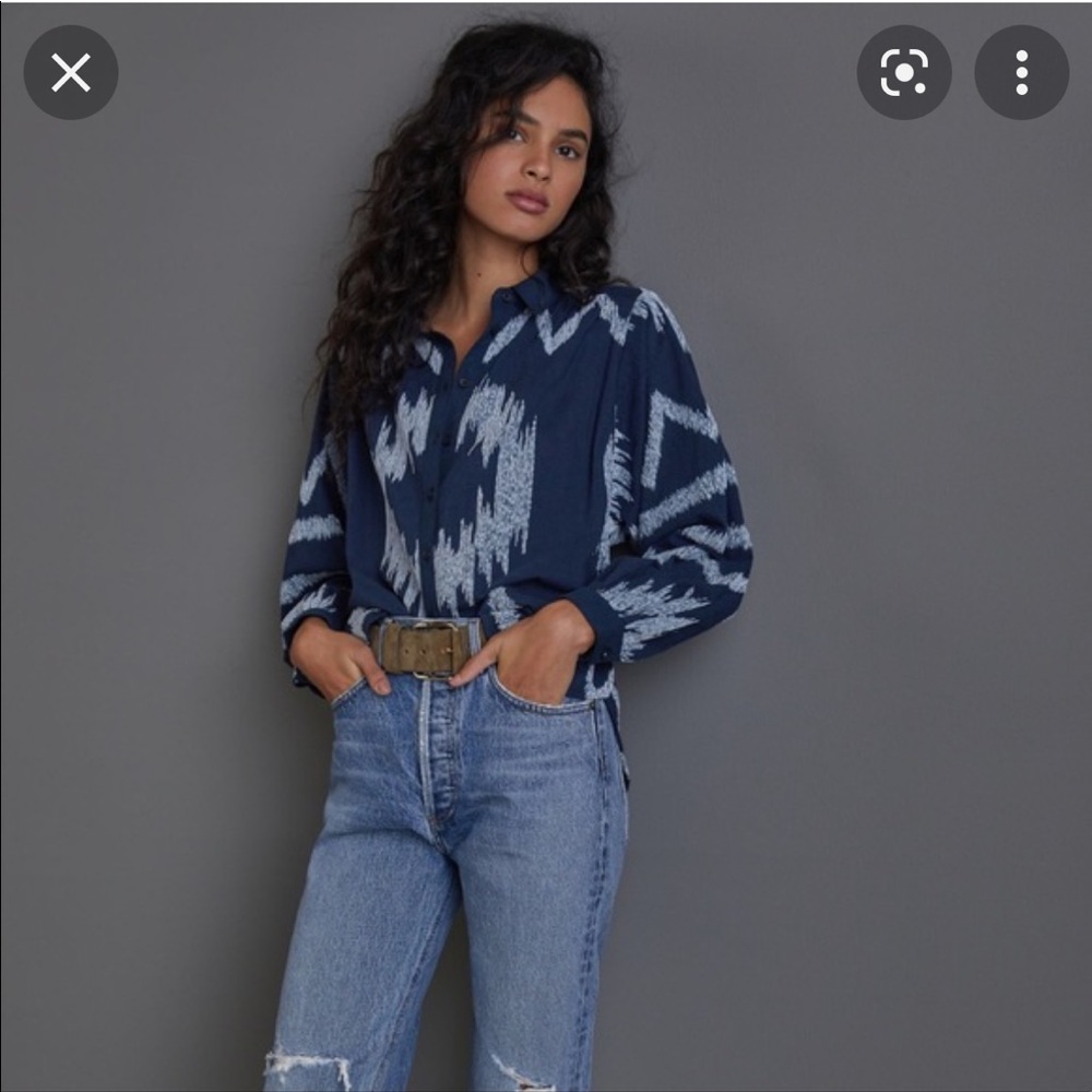 Anthropologie | Pilcro Aztec Boho Embroidered Shirt